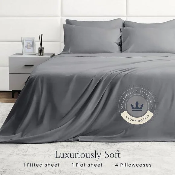 New King Size Bed Sheets Set - Silky Soft Full Sheet Set - Luxury 6 Piece Bed Sh - Picture 3 of 7